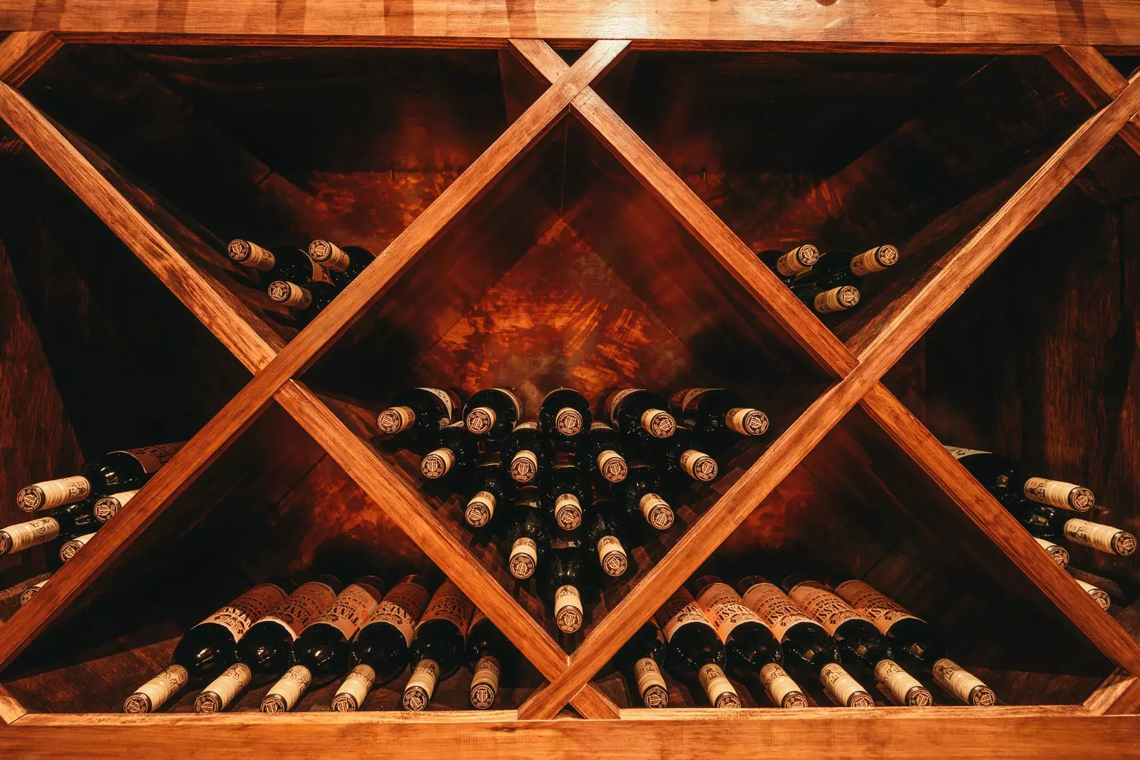 bottles on wine rack