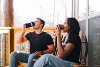 drinking tennessee wines at a cabin